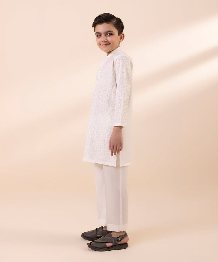 Embroidered Cambric Off White Shalwar Kameez - Sapphire