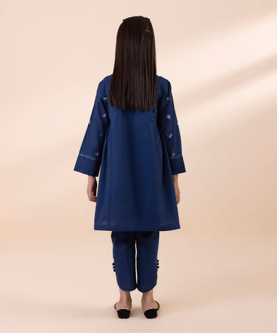 Embroidered Cambric Blue 2 Piece Suit - Sapphire