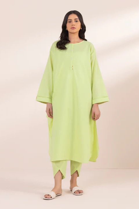 Yarn Dyed Lime Green Stitched Suit - Sapphire  Janan