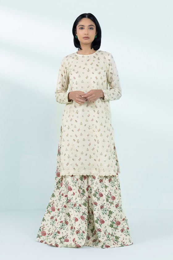 Embroidered Zari Off White Stitched Suit - Sapphire