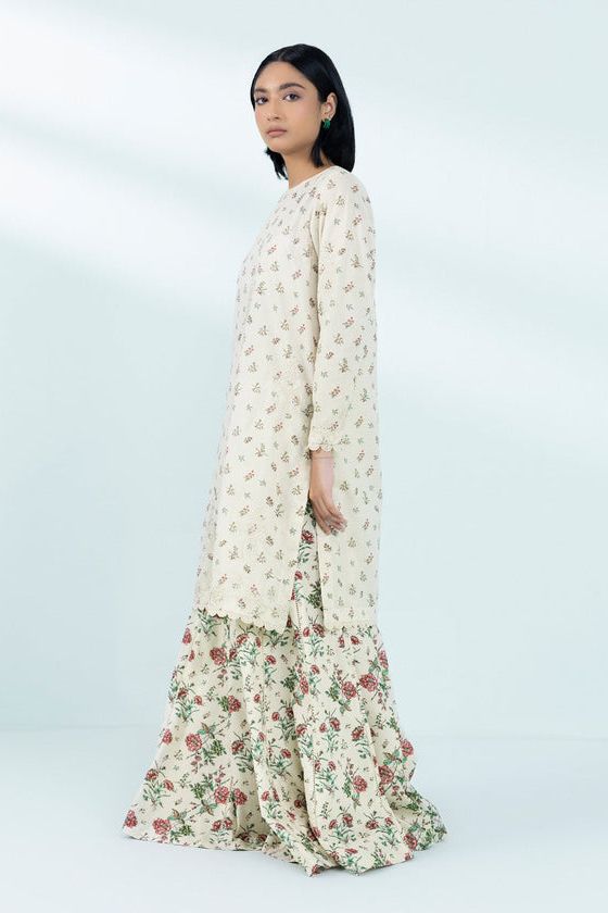 Embroidered Zari Off White Stitched Suit - Sapphire
