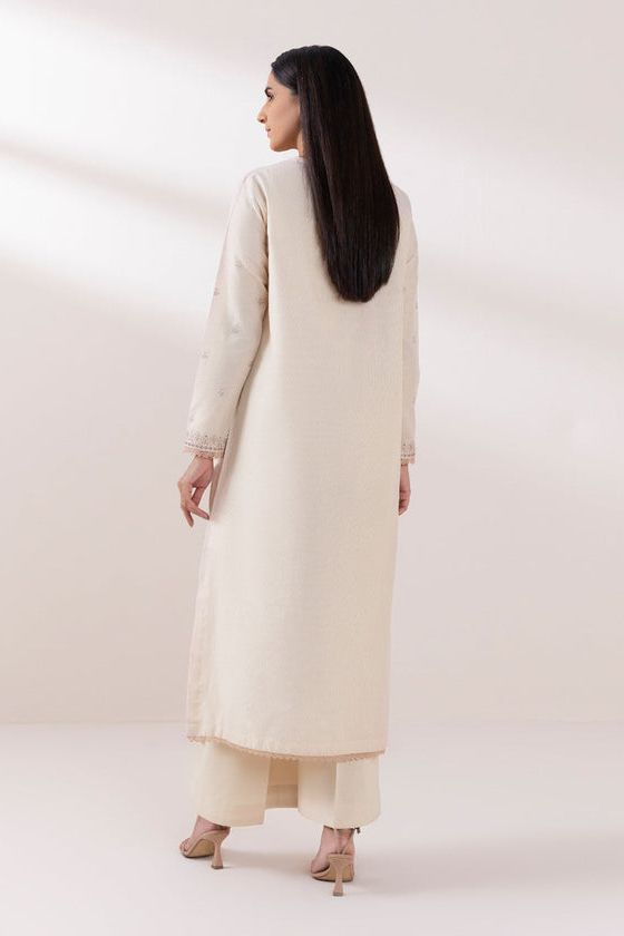Embroidered Zari Lawn Beige Stitched Suit - Sapphire