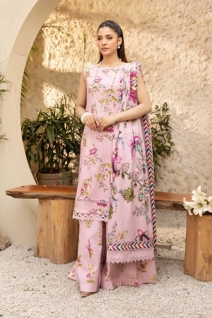 Printed Lawn Pink Stitched Suit - Maria B M Basics Elaheh Stitched