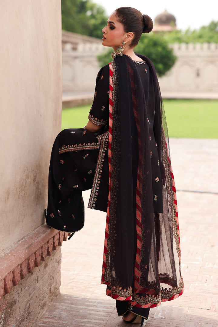 Embroidered Raw Silk Black Stitched Suit - Charizma
