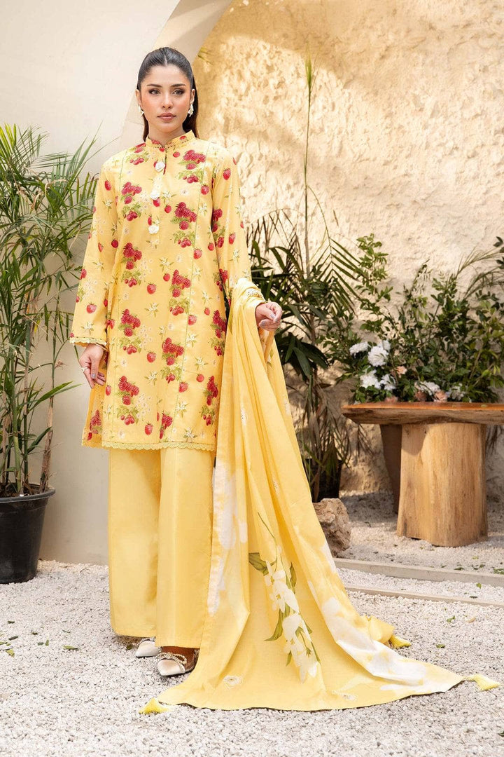 Printed Lawn Yellow Stitched Suit - Maria B M Basics Elaheh Stitched