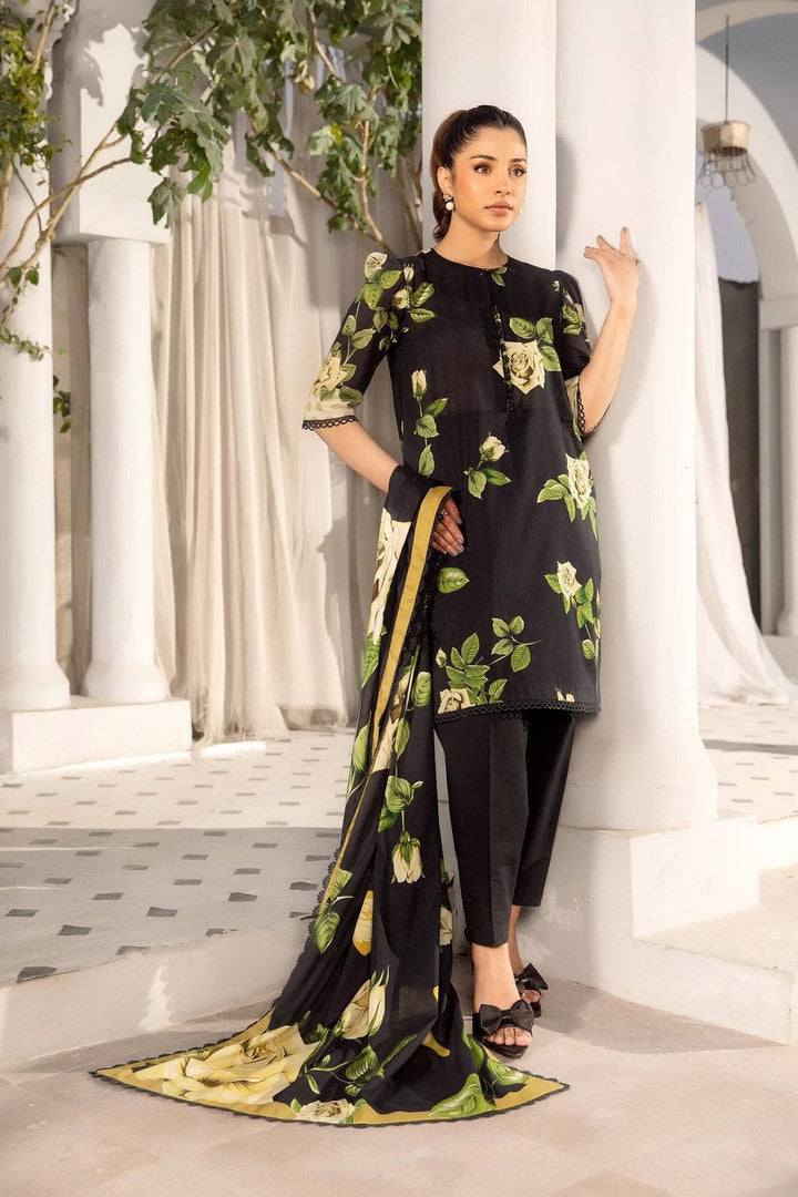 Printed Lawn Black Stitched Suit - Maria B M Basics Elaheh Stitched