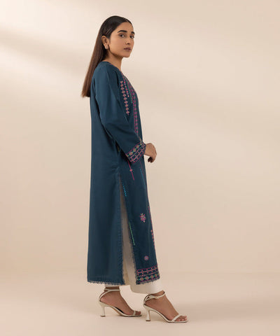 Embroidered Dobby Zinc 2 Piece Suit - Sapphire