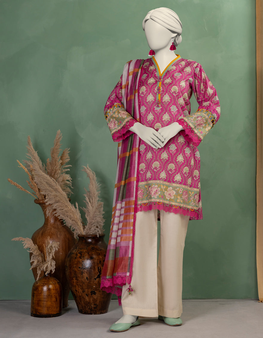 Lawn Multicolor Unstitched Suit - J. Junaid Jamshed