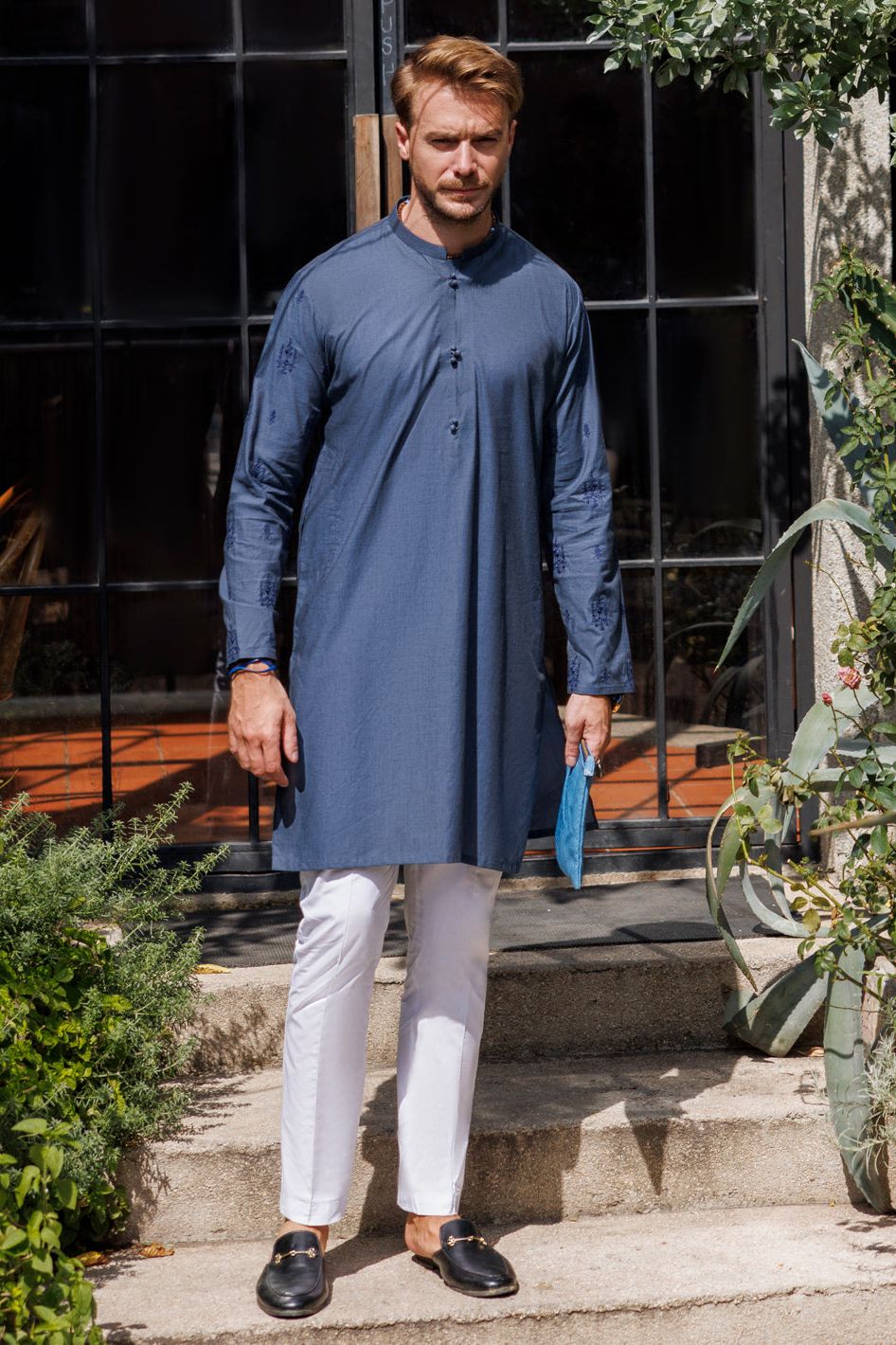 Cotton Bluish Grey Kurta - Almirah