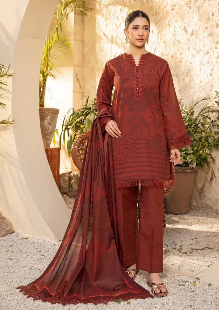 Printed Lawn Copper Stitched Suit - Maria B M Basics Elaheh Stitched