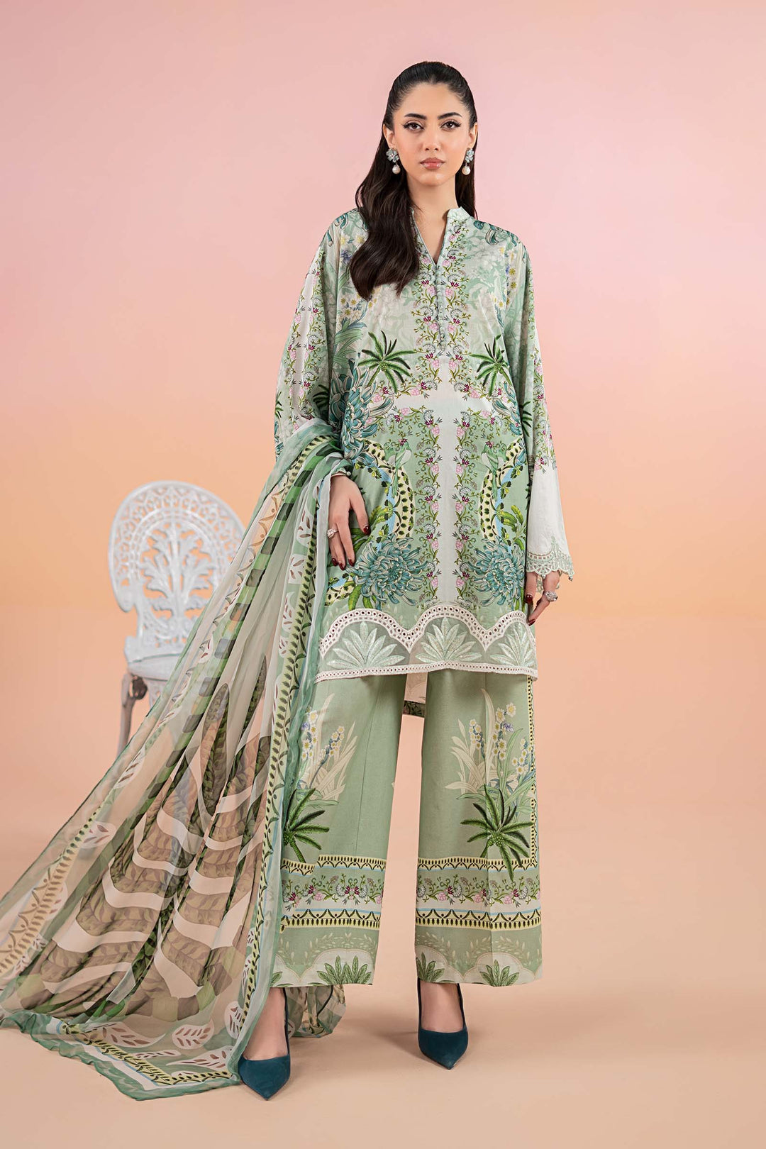 Lawn Green Stitched Suit - Maria B