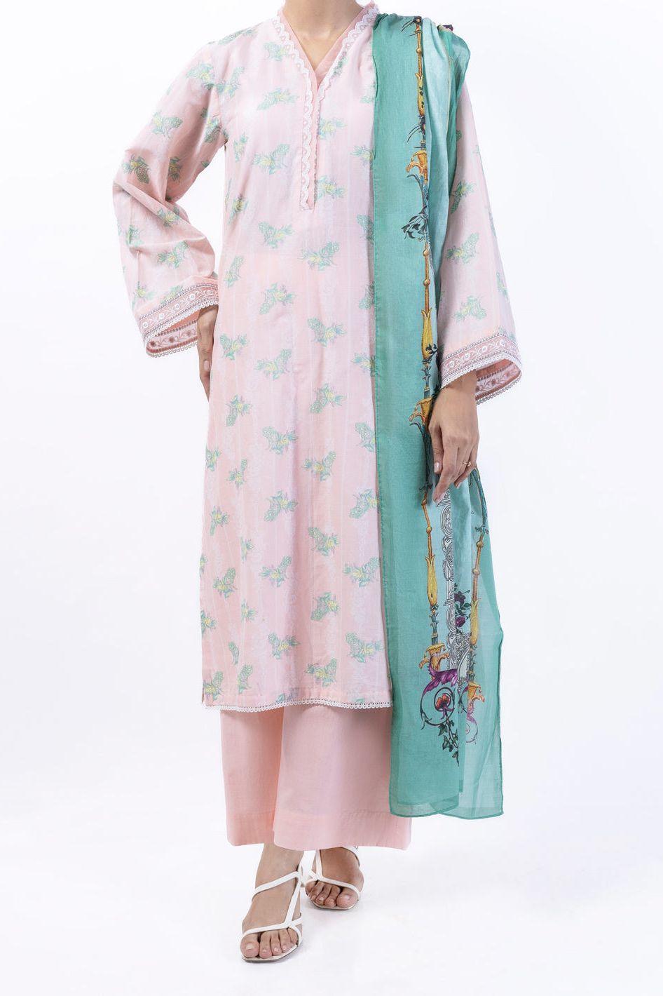 Lawn Pink Unstitched Suit - Almirah
