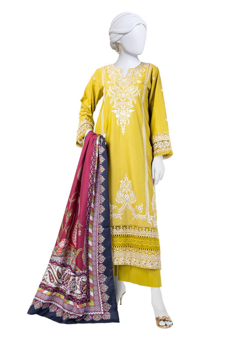 Cambric Green Unstitched Suit - J. Junaid Jamshed