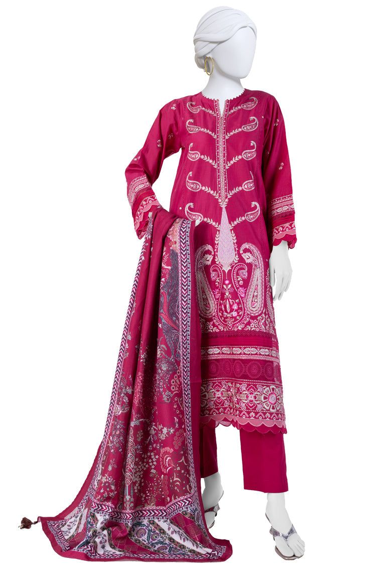 Cambric Pink Unstitched Suit - J. Junaid Jamshed