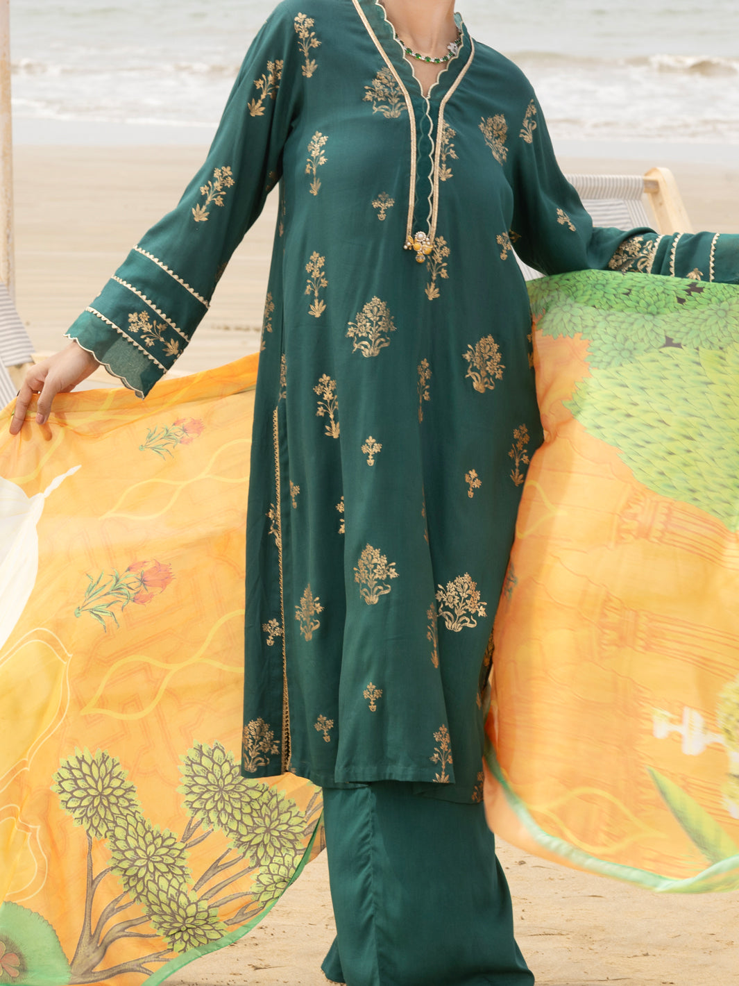 Viscose Green Unstitched Suit - Almirah
