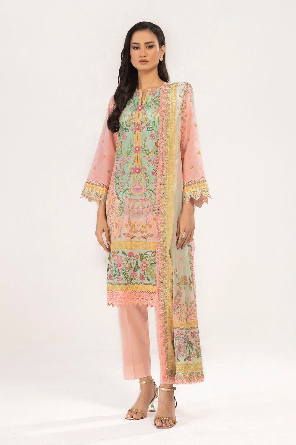 Printed Lawn Pink Unstitched Suit - Gul Ahmed