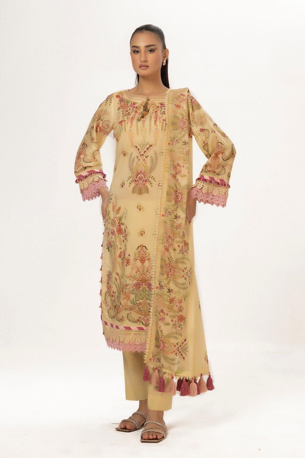 Printed Lawn Yellow Unstitched Suit - Gul Ahmed