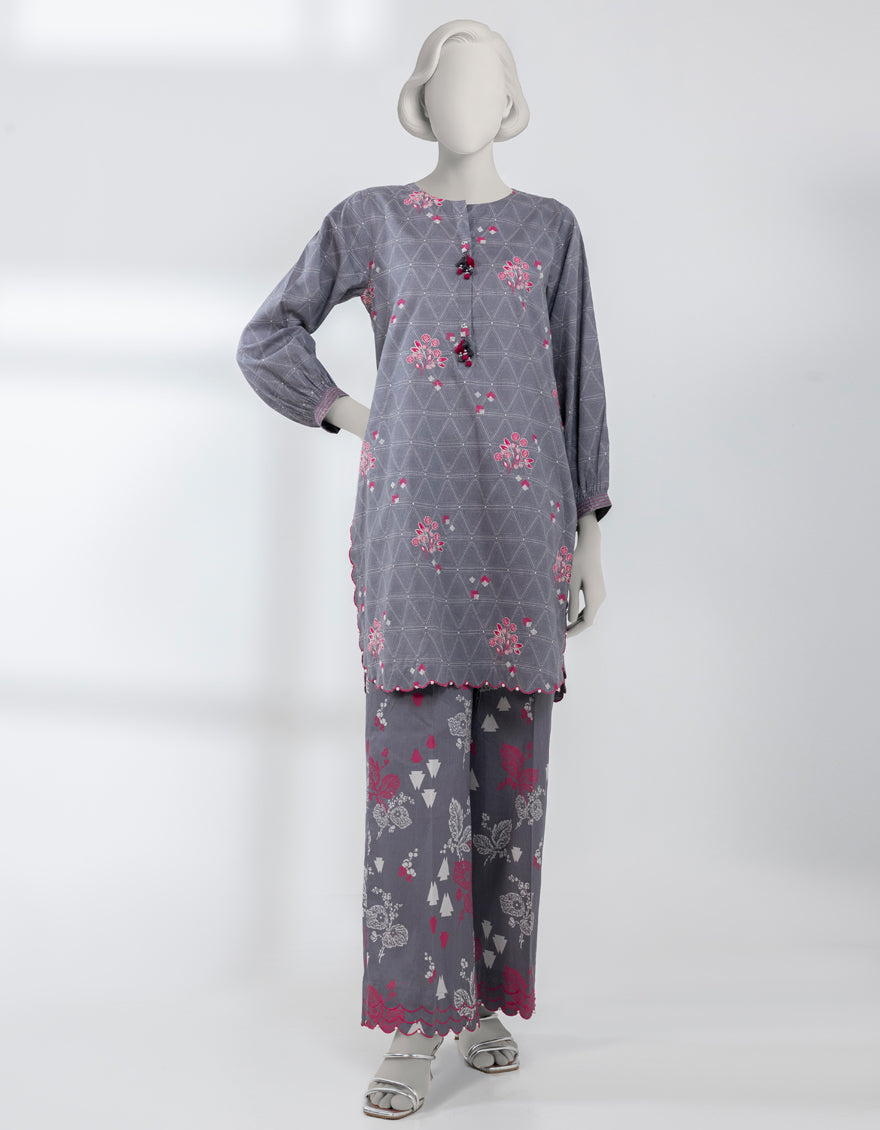 Lawn Grey Unstitched Suit - J. Junaid Jamshed