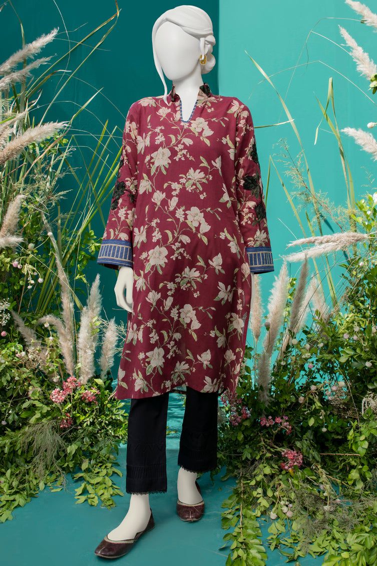 Lawn Maroon Kurti - J. Junaid Jamshed