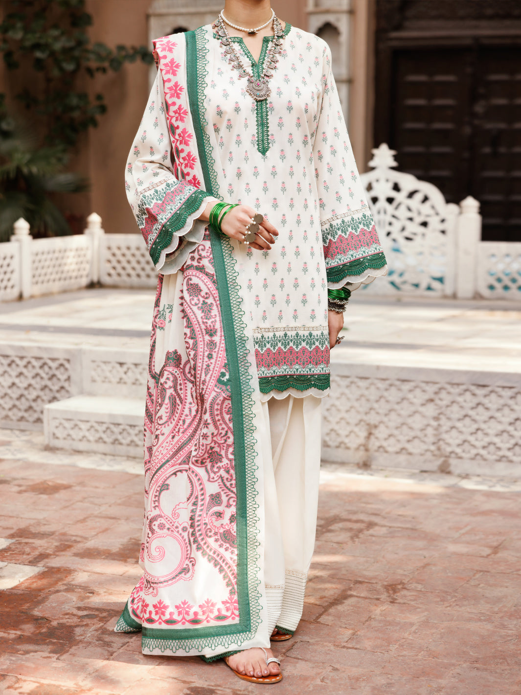Viscose Jacquard Ivory Unstitched Suit - Almirah