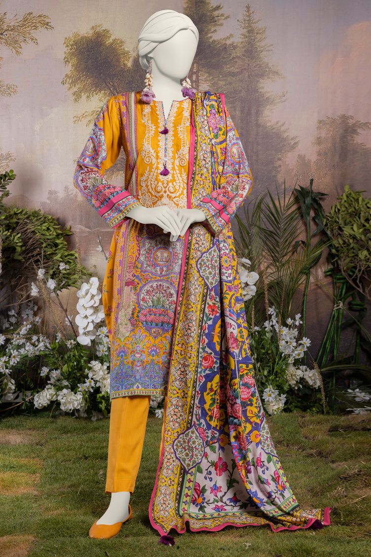 Linen Yellow Stitched Suit J. Junaid Jamshed Janan