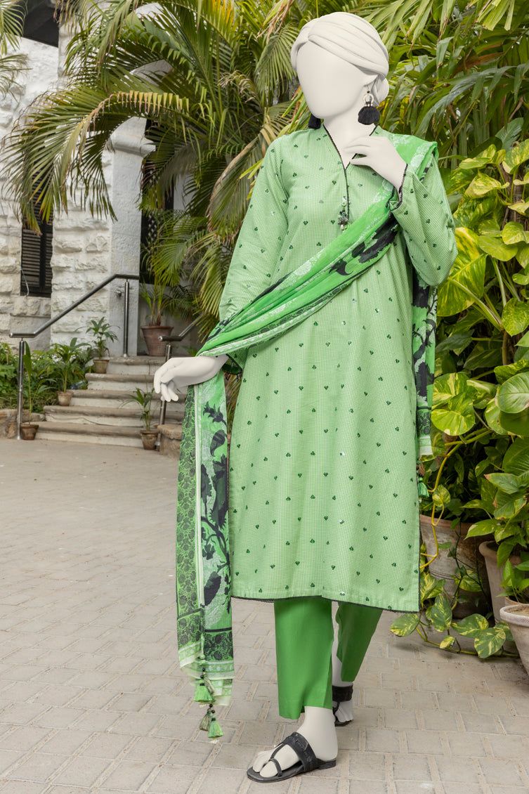 Yarn Dyed Green Unstitched Suit - J. Junaid Jamshed