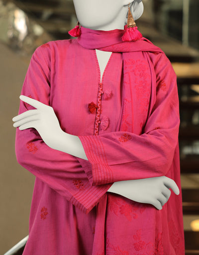 Dobby Pink 3 Piece Stitched Suit - J. Junaid Jamshed
