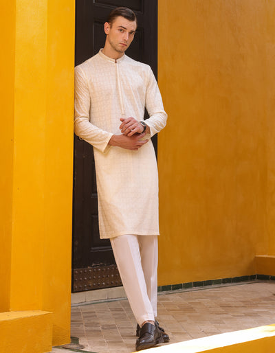 Cotton White Kurta - J. Junaid Jamshed