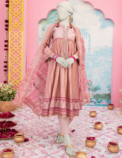Lawn Pink 3 Piece Stitched Suit - J. Junaid Jamshed