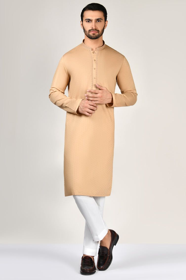 Cotton Brown Kurta - J. Junaid Jamshed