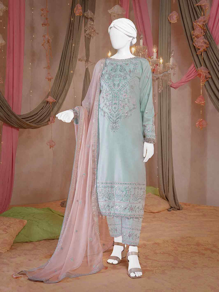 Raw Silk Light Blue Stitched Suit - J. Junaid Jamshed