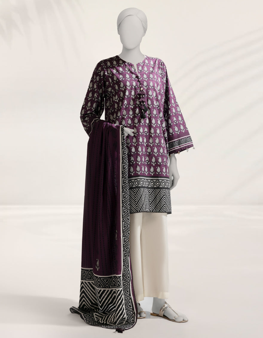 Cambric Multicolor Unstitched Suit - J. Junaid Jamshed