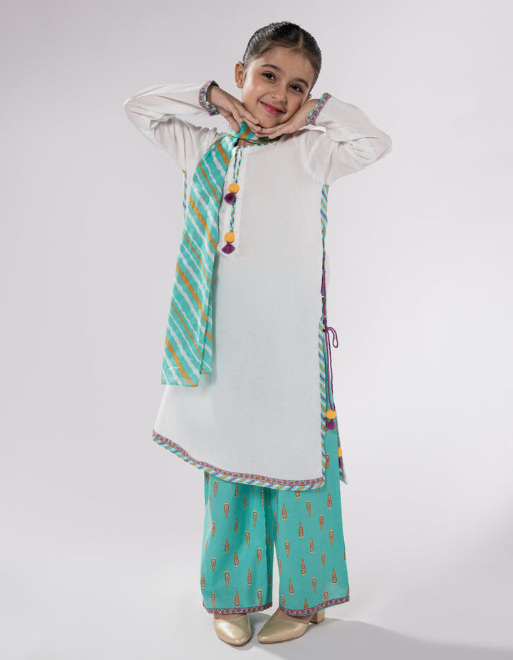 Lawn Cream Stitched Suit - J. Junaid Jamshed