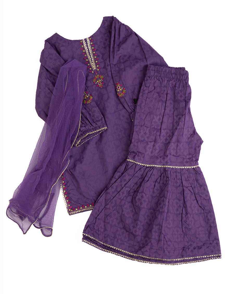 Lawn Purple Stitched Suit - J. Junaid Jamshed