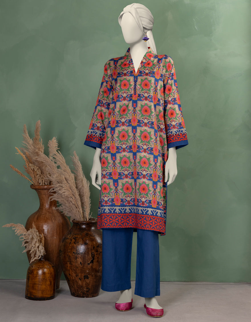 Lawn Multicolor Unstitched Suit - J. Junaid Jamshed