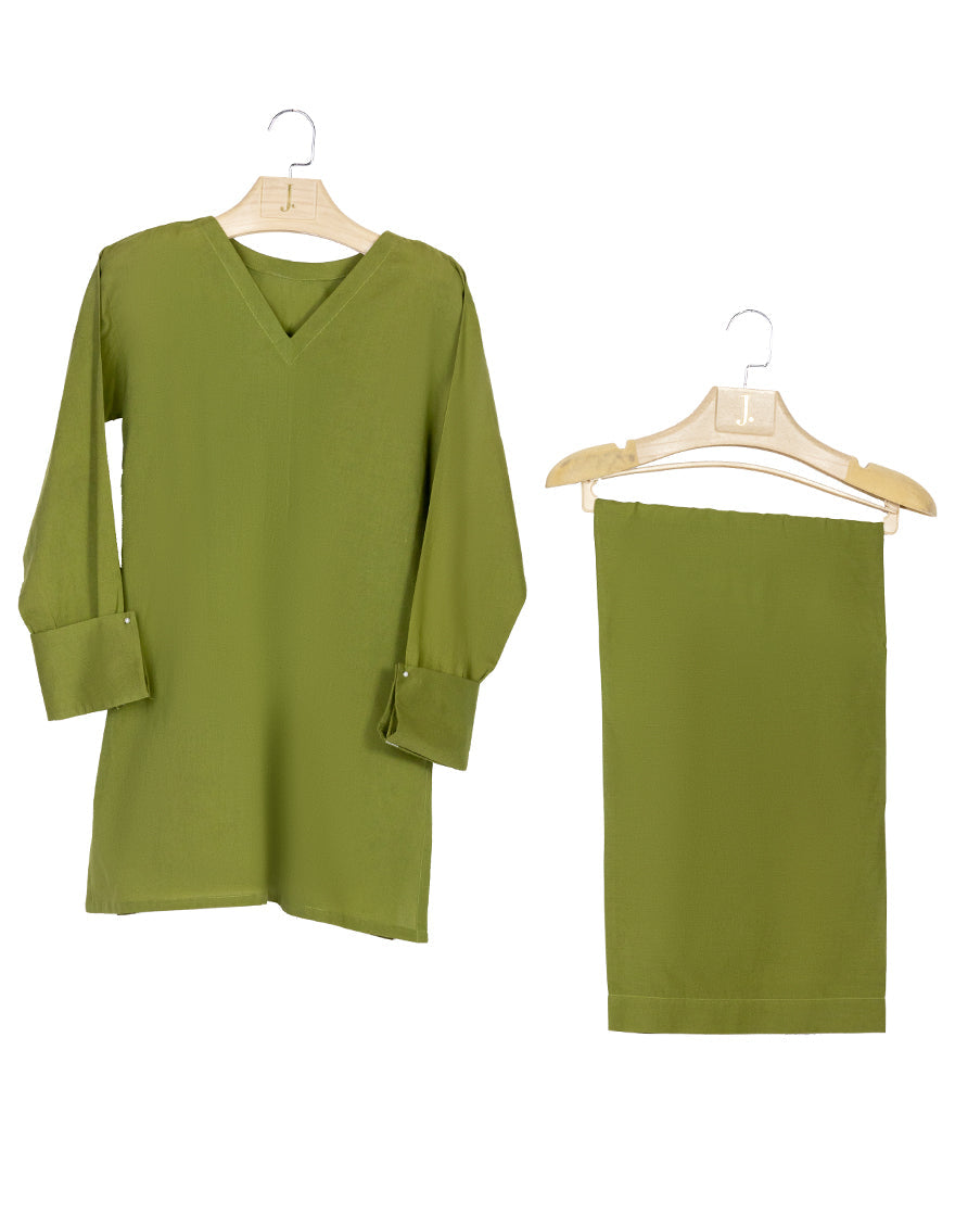 Lawn Green Stitched Suit - J. Junaid Jamshed