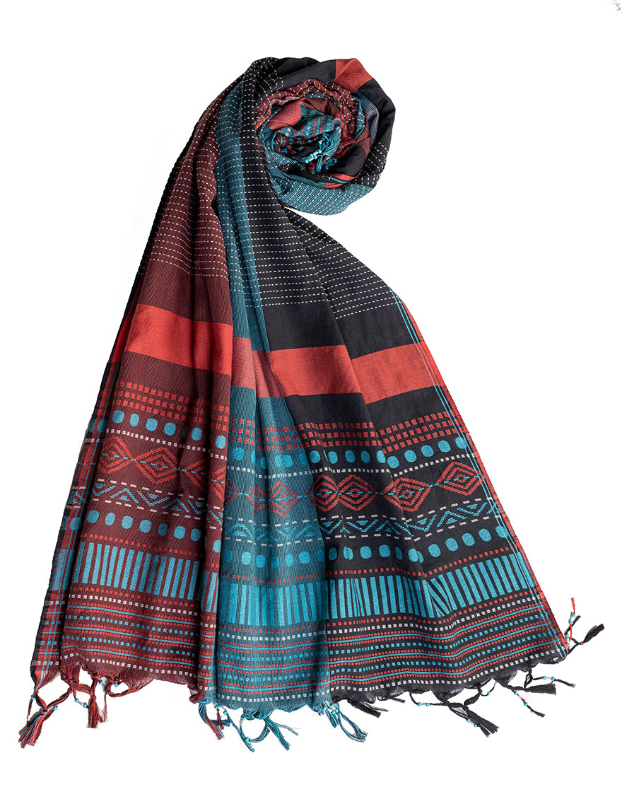 Jacquard Multicolor Dupatta - J. Junaid Jamshed