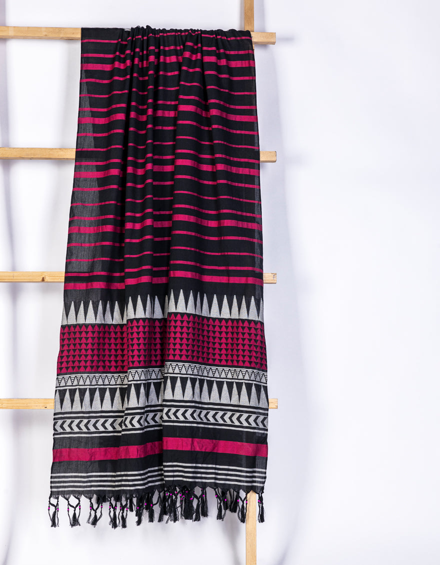 Jacquard Black Dupatta - J. Junaid Jamshed