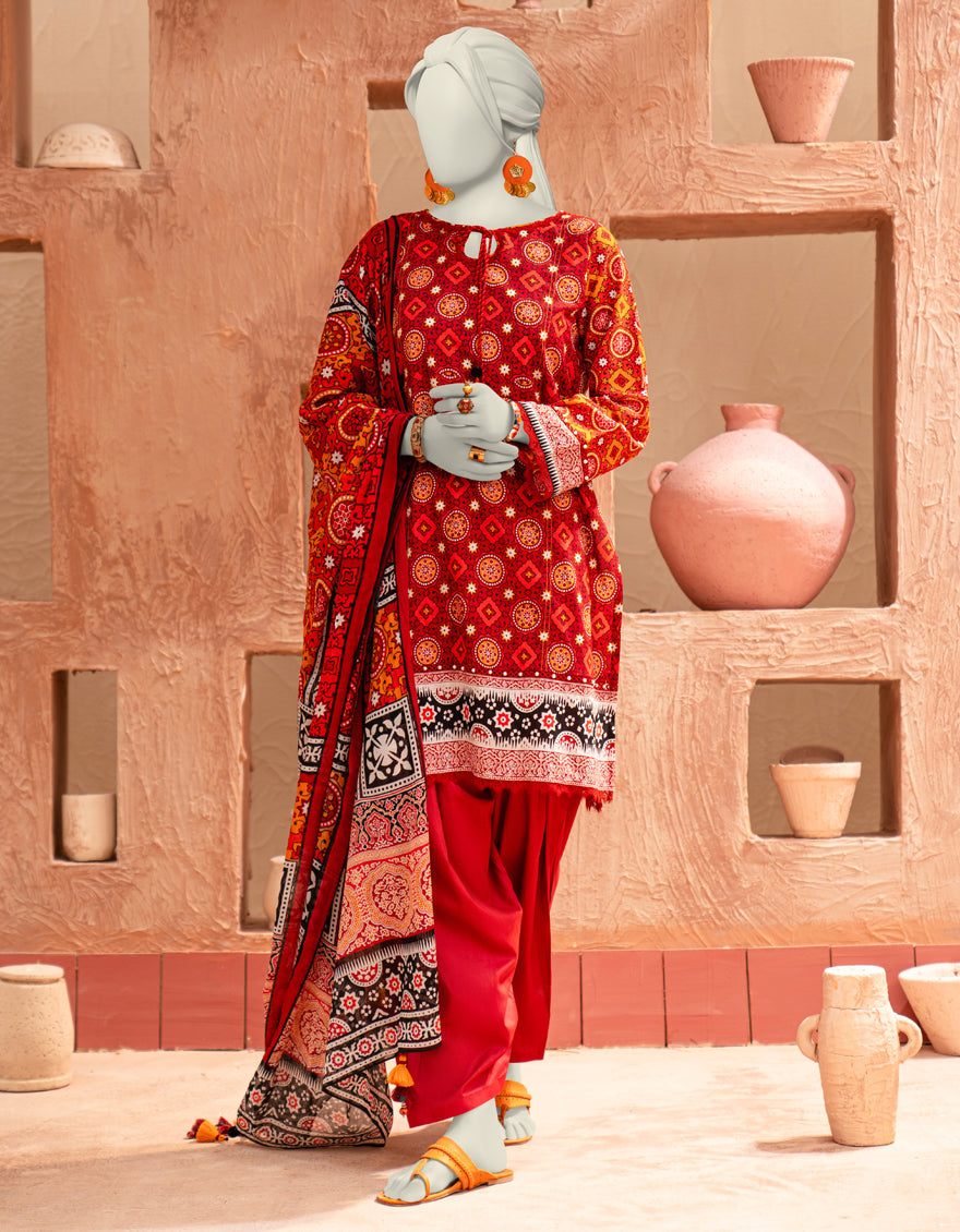 Lawn Multicolor Unstitched Suit - J. Junaid Jamshed