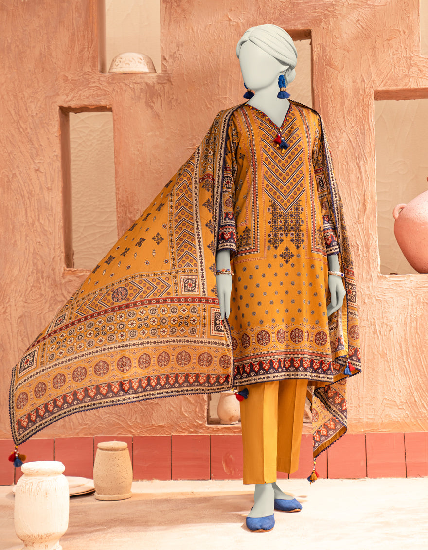 Lawn Multicolor Unstitched Suit - J. Junaid Jamshed