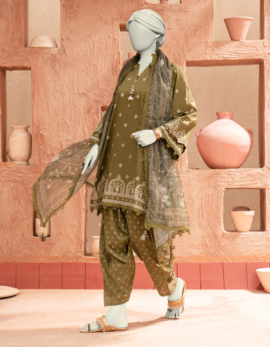 Lawn Multicolor Unstitched Suit - J. Junaid Jamshed