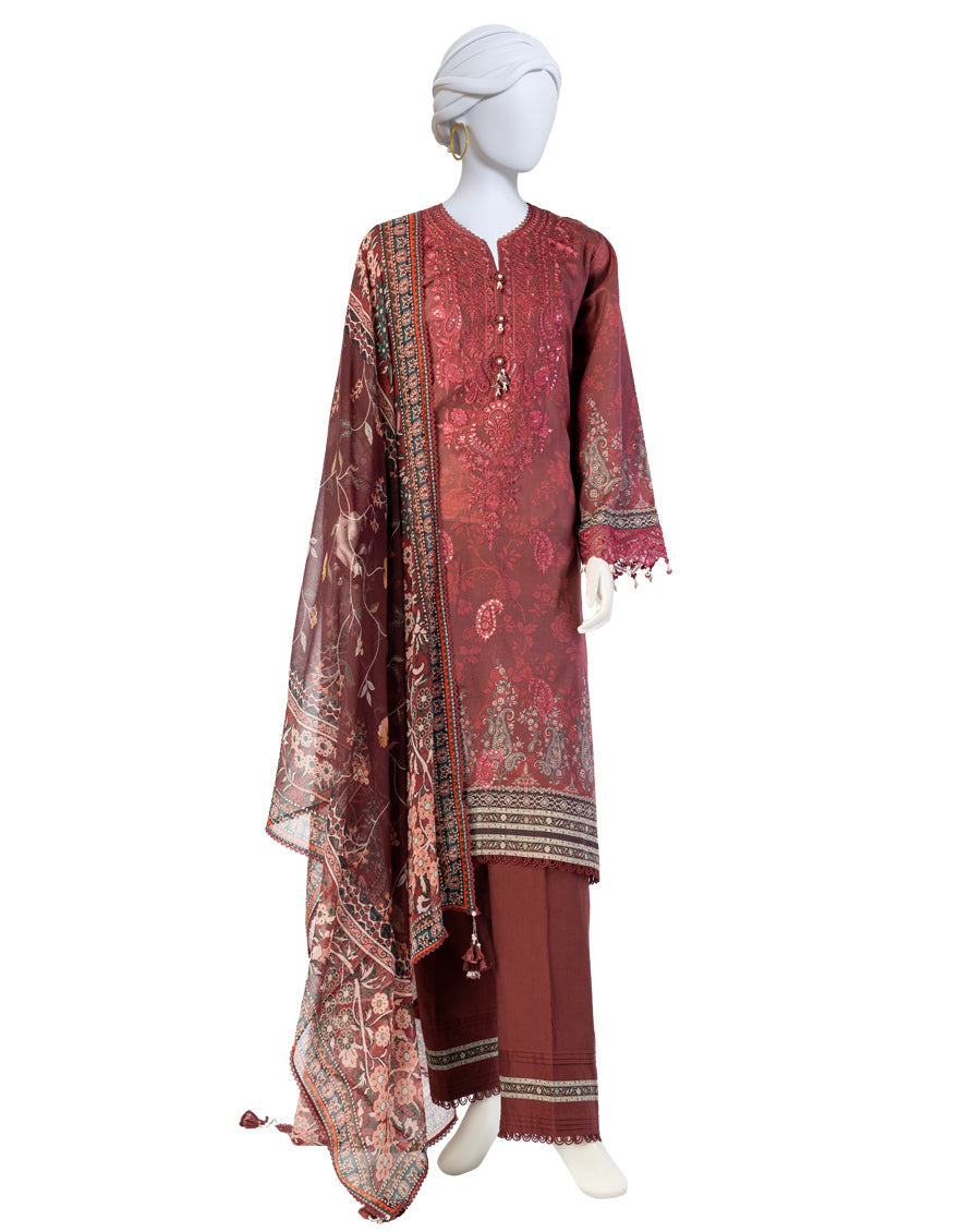 Lawn Multicolor Unstitched Suit - J. Junaid Jamshed