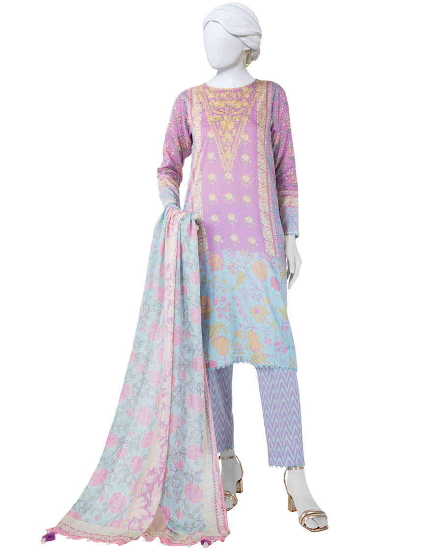 Dobby Lilac Unstitched Suit - J. Junaid Jamshed
