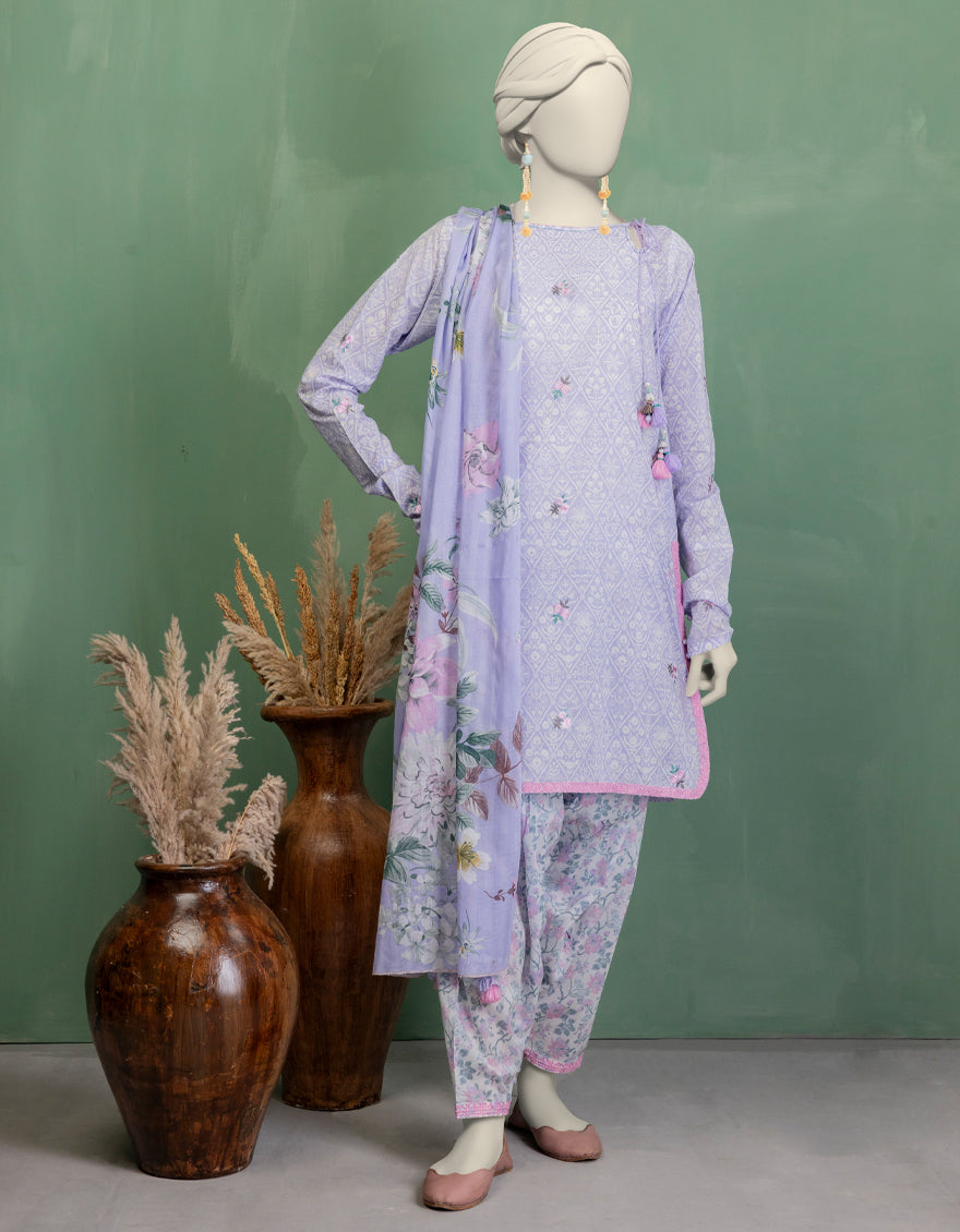 Dobby Lilac Unstitched Suit - J. Junaid Jamshed