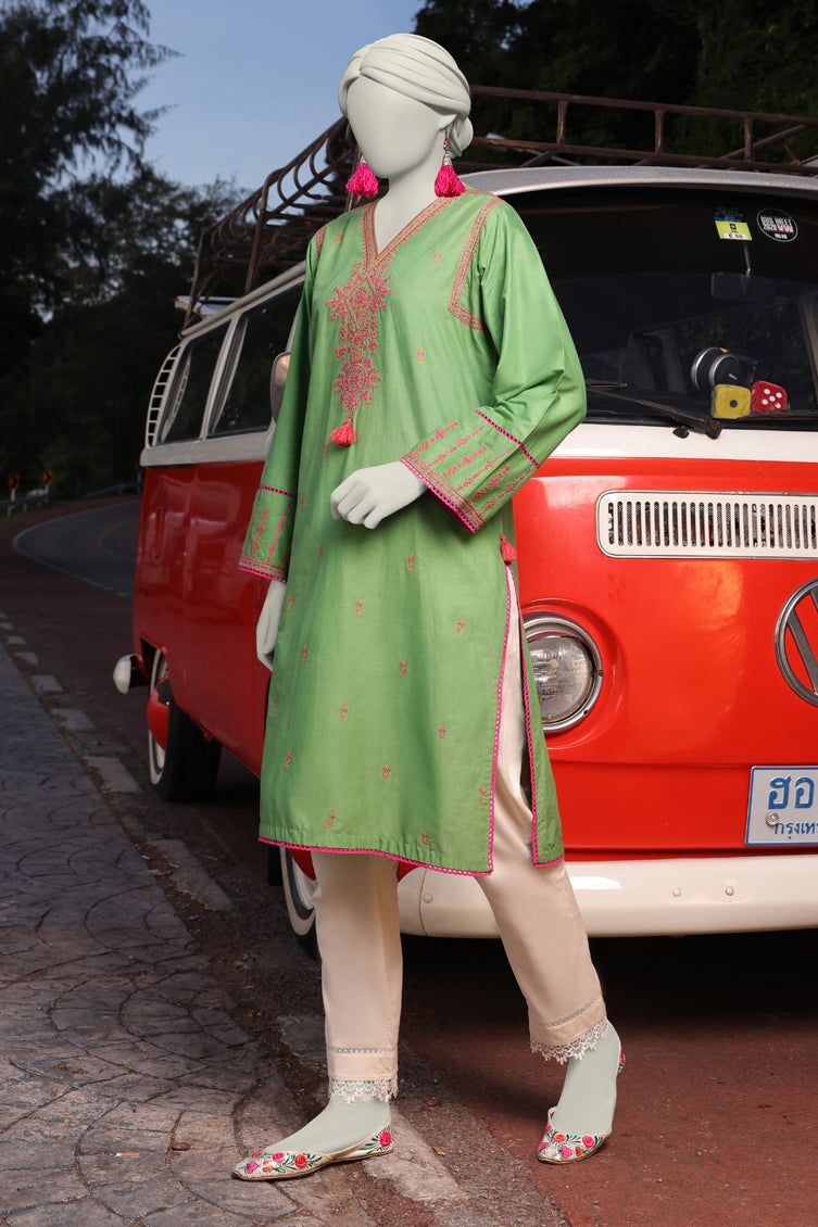 Lawn Green Kurti - J. Junaid Jamshed