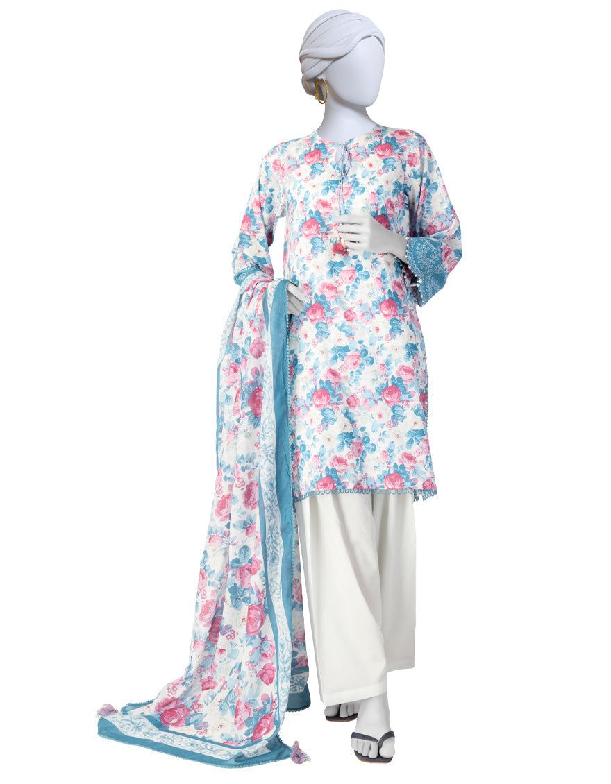 Lawn Multicolor Unstitched Suit - J. Junaid Jamshed