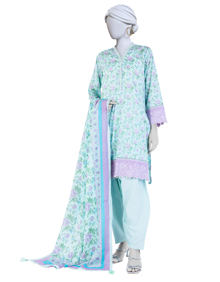 Lawn Multicolor Unstitched Suit - J. Junaid Jamshed