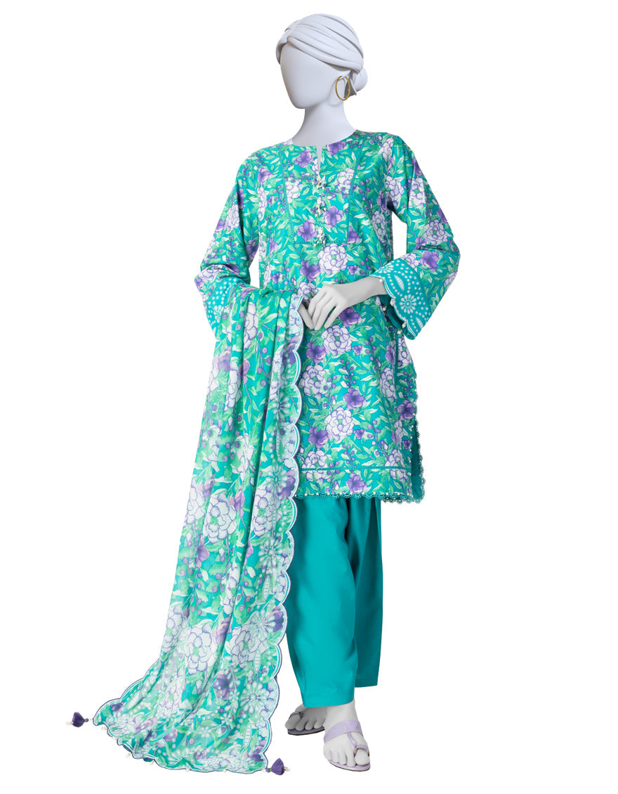 Lawn Multicolor Unstitched Suit - J. Junaid Jamshed