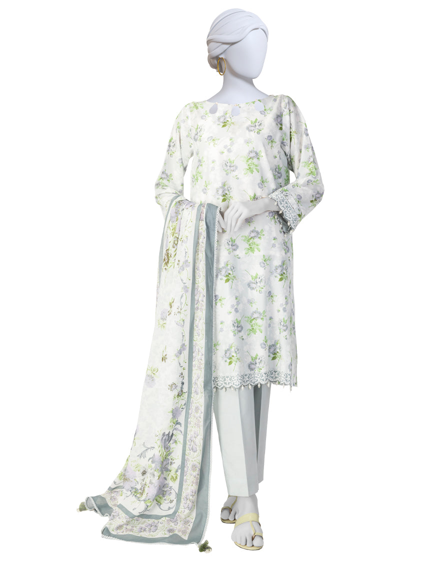 Lawn Multicolor Unstitched Suit - J. Junaid Jamshed