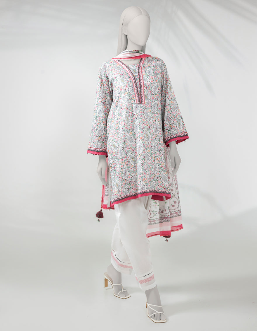 Lawn Multicolor Unstitched Suit - J. Junaid Jamshed
